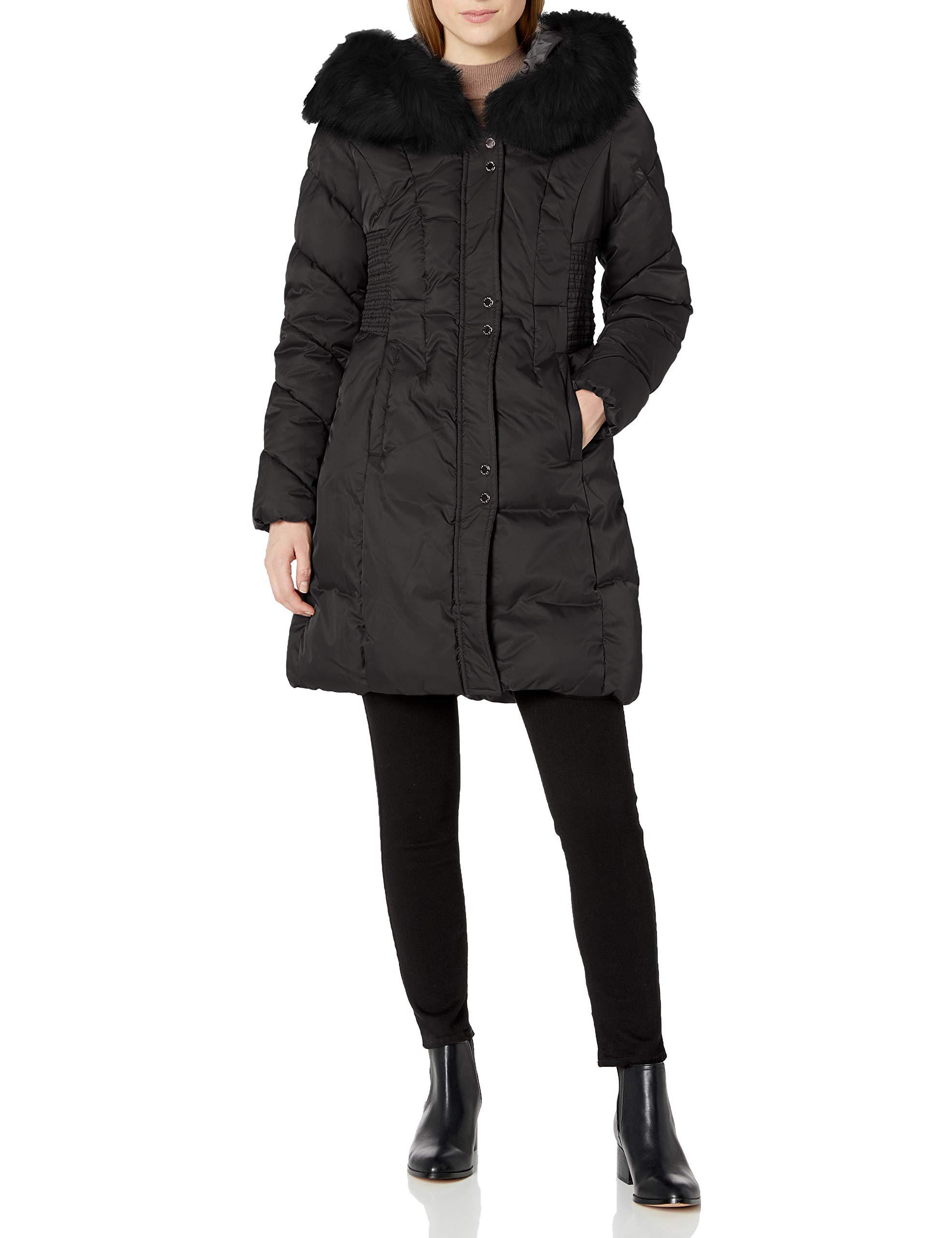 cinched waist puffer coat