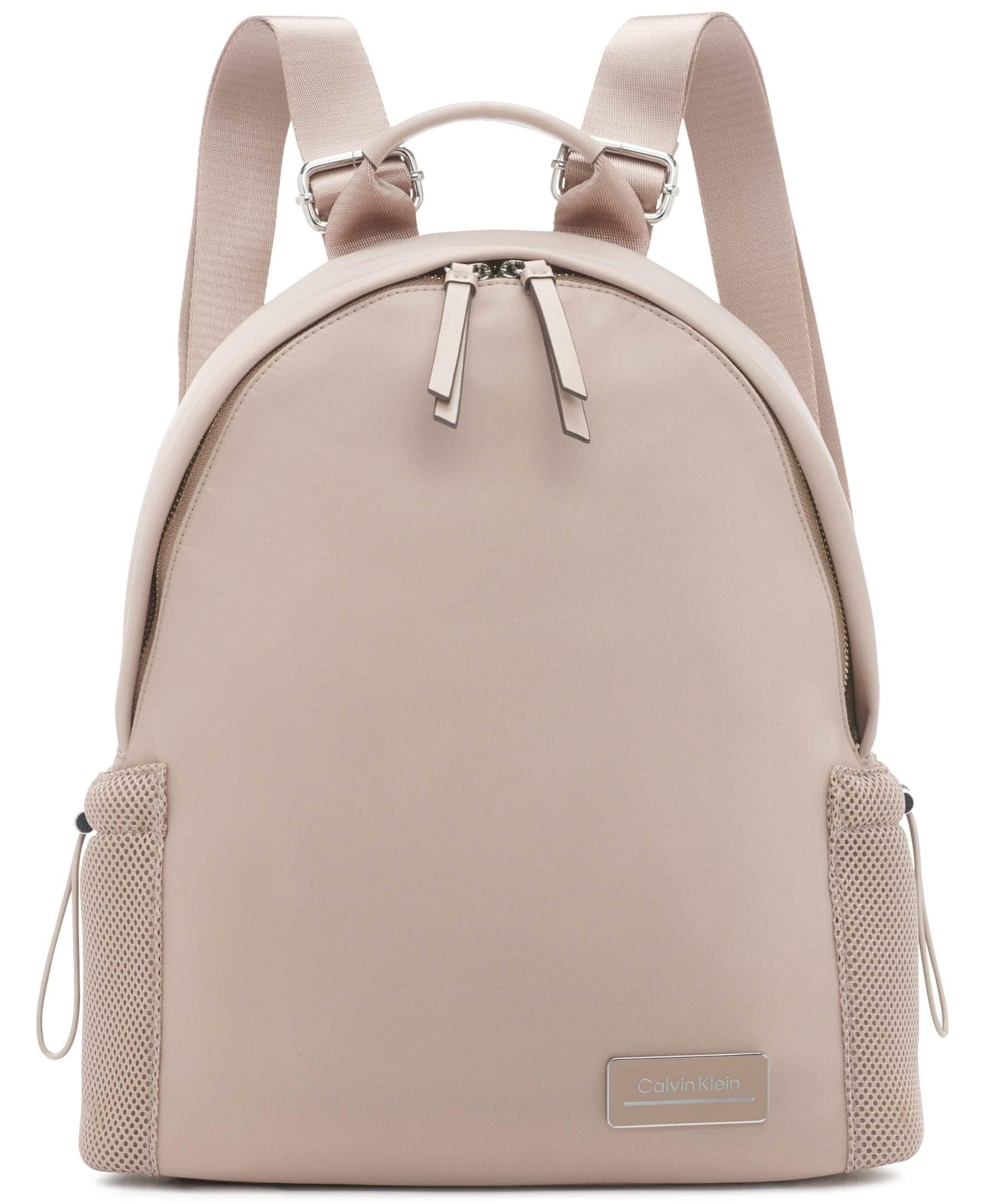 Calvin Klein Jessie Mesh Side Pocket Nylon Backpack in Natural | Lyst