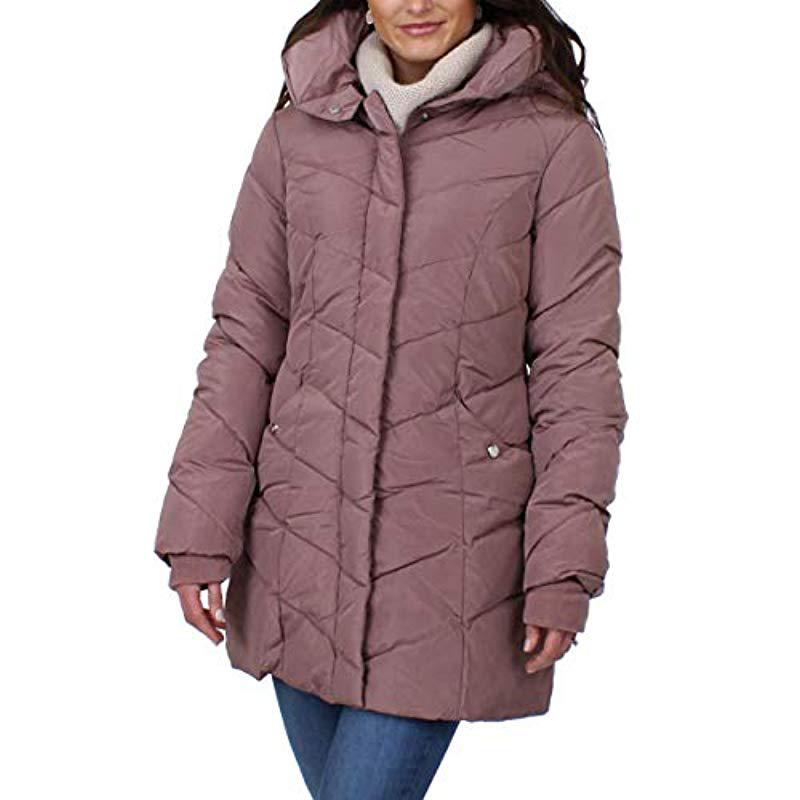 steve madden women's long chevron quilted outerwear jacket