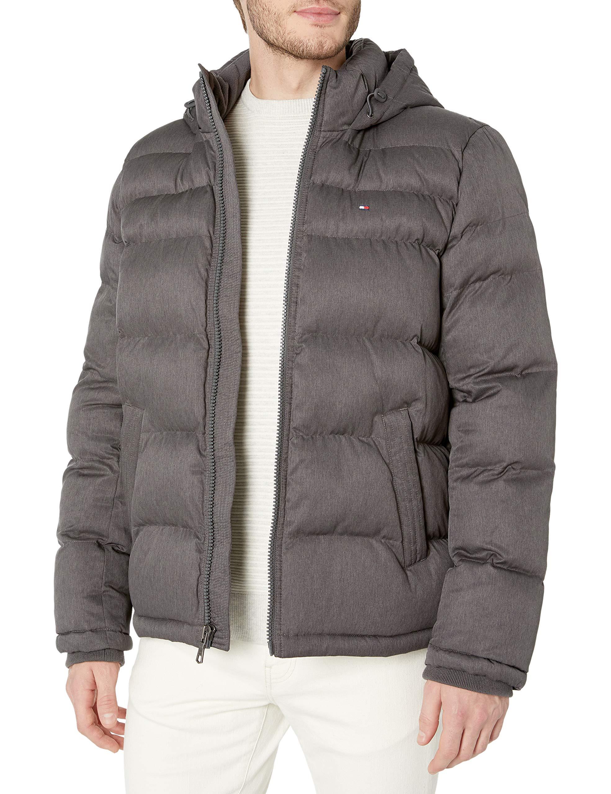 Tommy Hilfiger Synthetic Classic Hooded Puffer Jacket in Heather ...