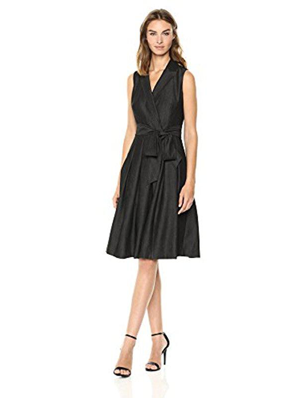 anne klein black wrap dress