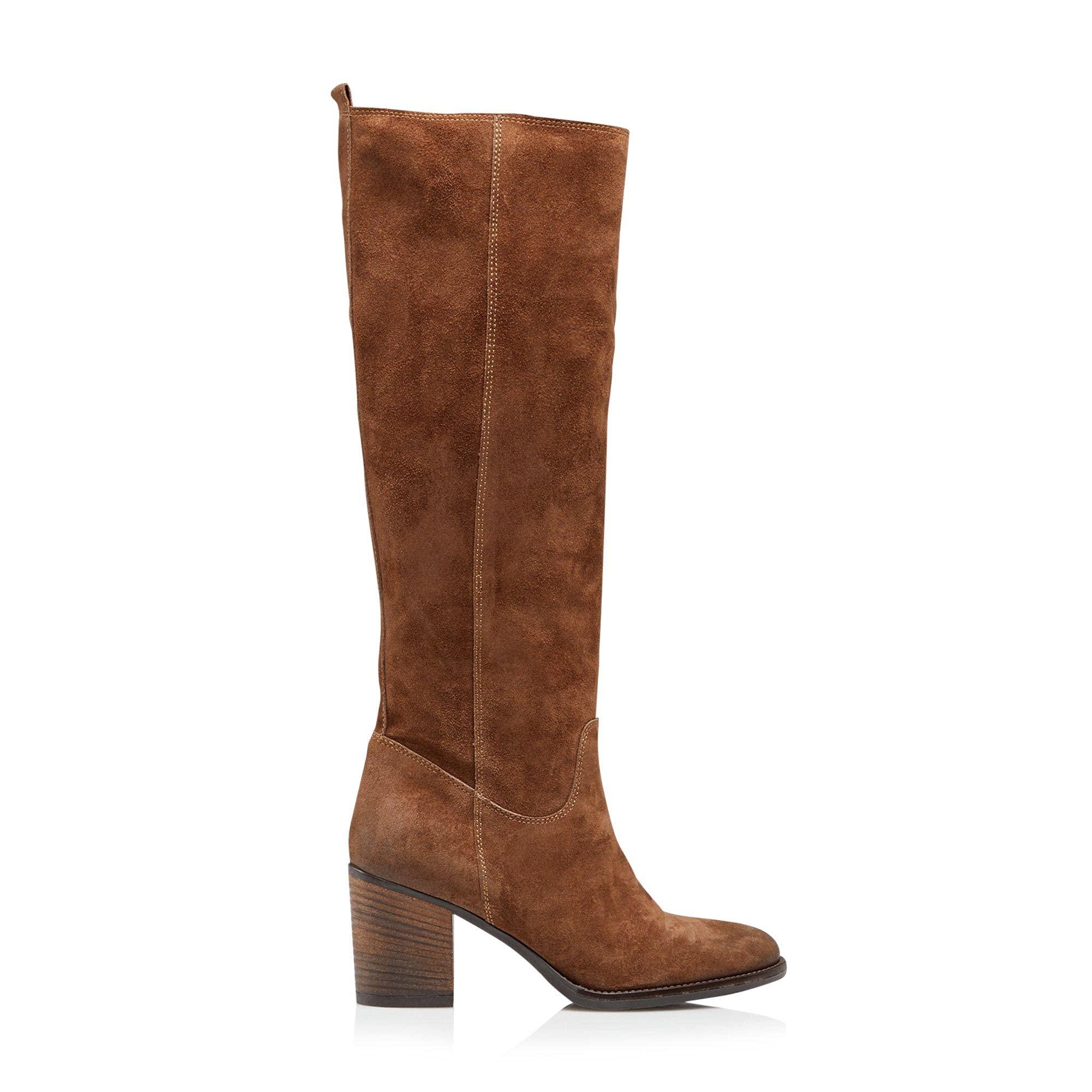 Dune Ladies Troop Mid Block Heel Knee High Boots Size Uk 7 Taupe Stacked Heel Suede Knee High Boots in Brown Lyst UK