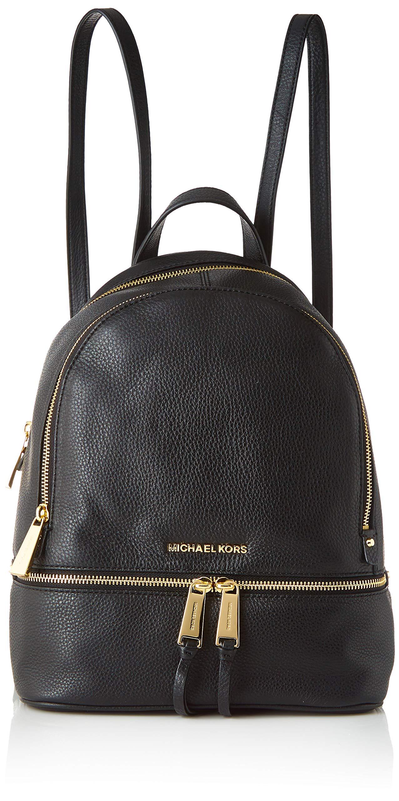 Michael Kors Rhea Black Leather Zip Fastening Backpack | Lyst