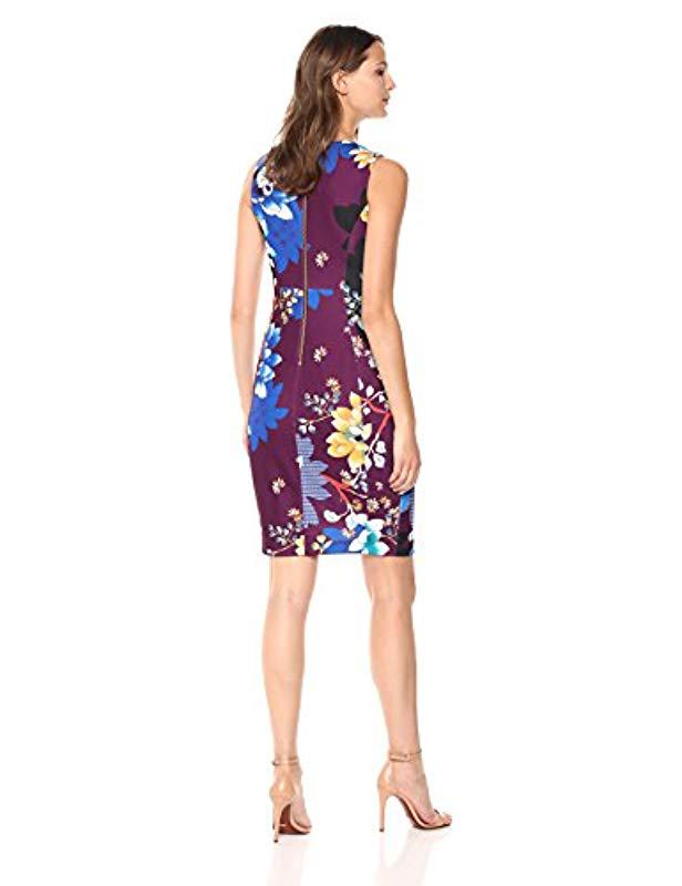 calvin klein women's scuba crepe sleeveless princess seam sheath dress