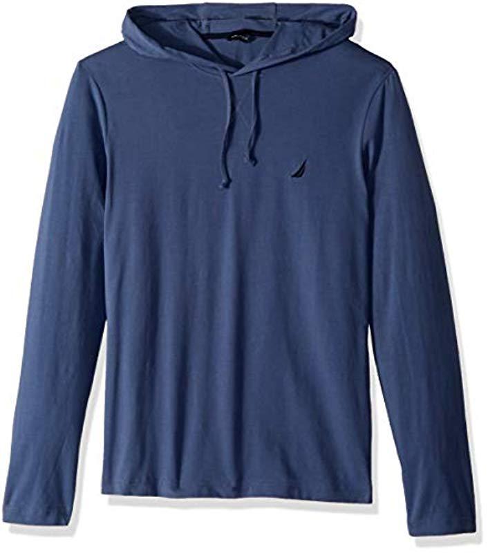 nautica men's long sleeve pullover hoodie knit shirt