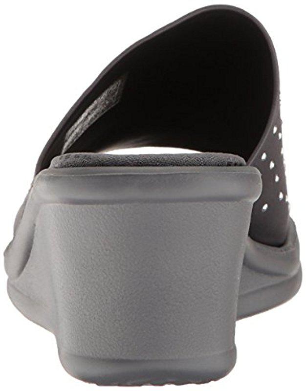 Skechers Satin Cali Rumblers Silky Smooth Wedge Sandal in Charcoal 25