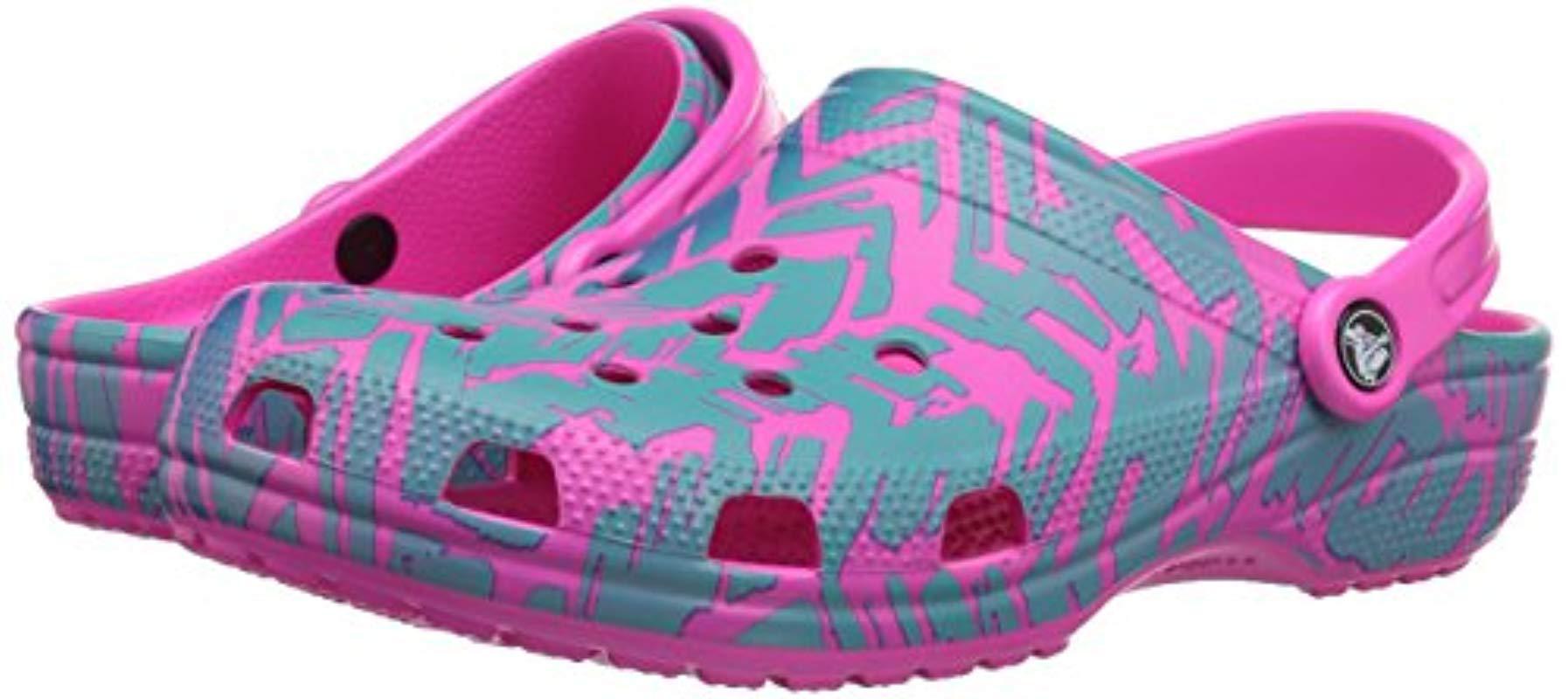 neon pink crocs