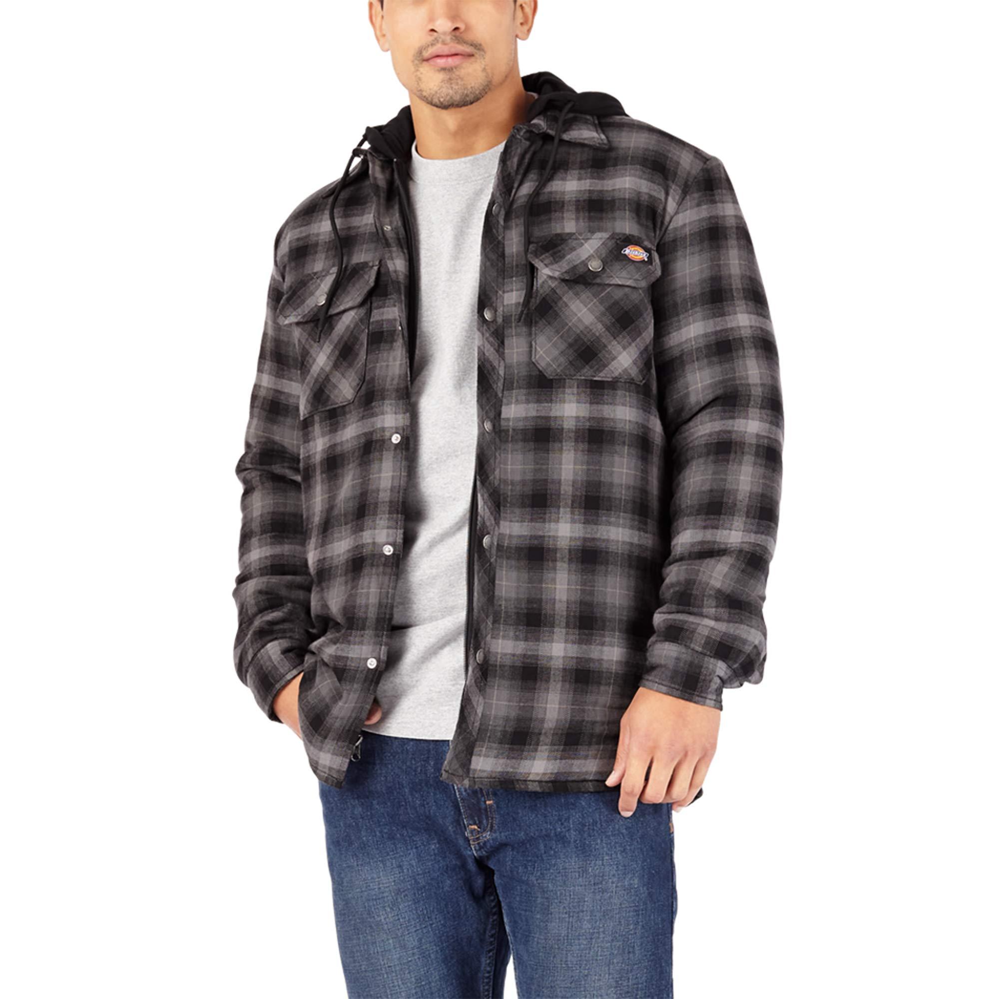 Dickies Relaxed Fleece Hooded Flannel Shirt Jacket in Black for Men - Lyst