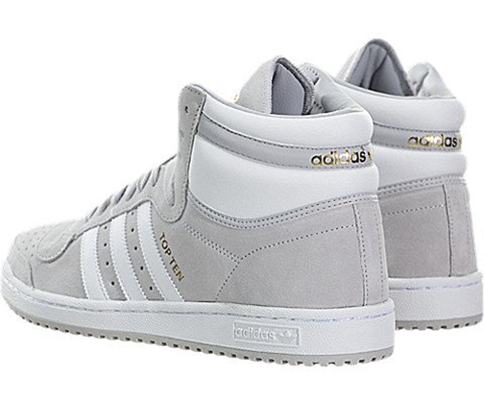 Adidas Originals Leather Top Ten Hi Basketball Shoe In Gray For Men Lyst