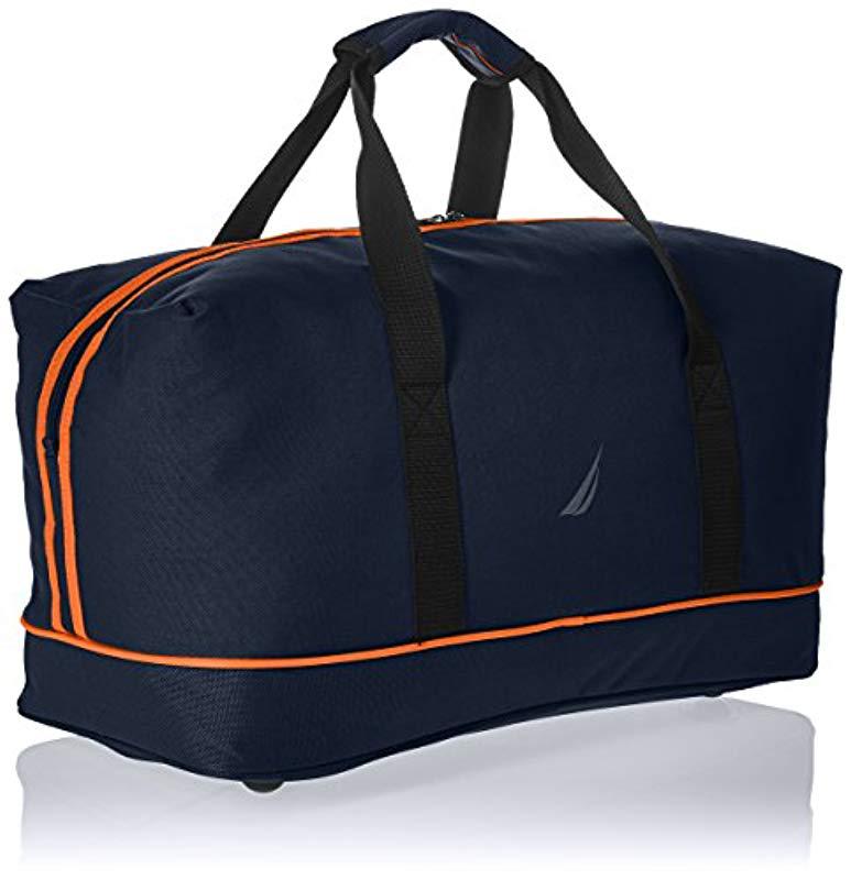 Nautica Synthetic Travel Carry Duffle Bag in Navy/Orange (Blue) | Lyst