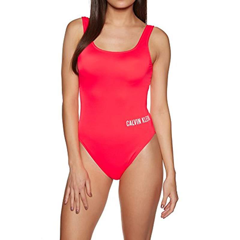 calvin klein red one piece swimsuit