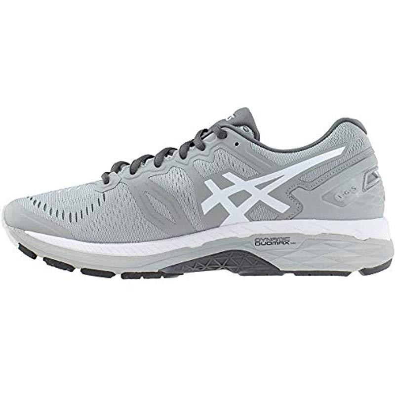 Asics Gel Kayano 23 Running Shoe In Mid Grey White Carbon Gray For Men Lyst