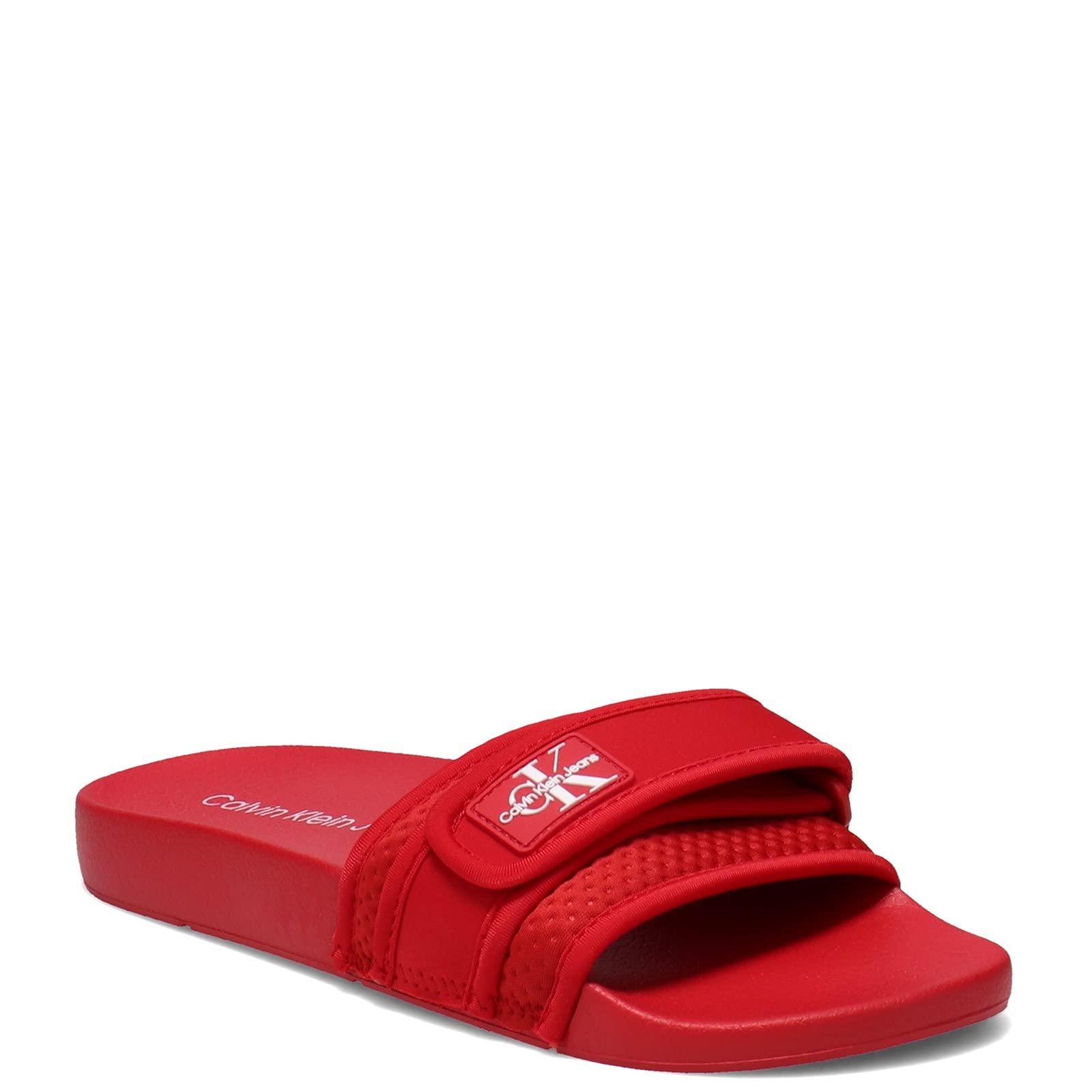 Calvin Klein Canvas Avenue Slide Sandal in Red - Save 57% | Lyst