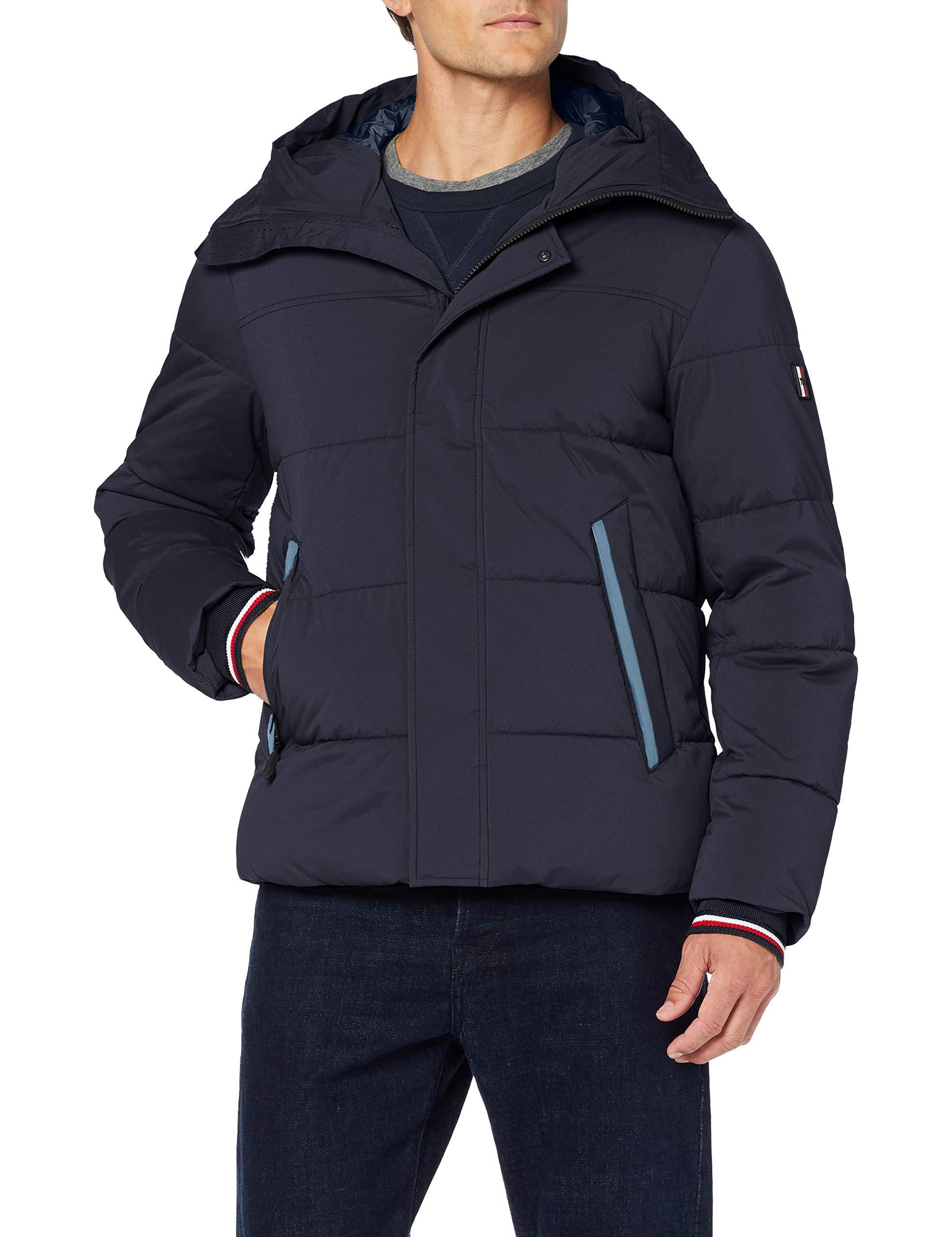 men's stretch nylon hooded bomber jacket