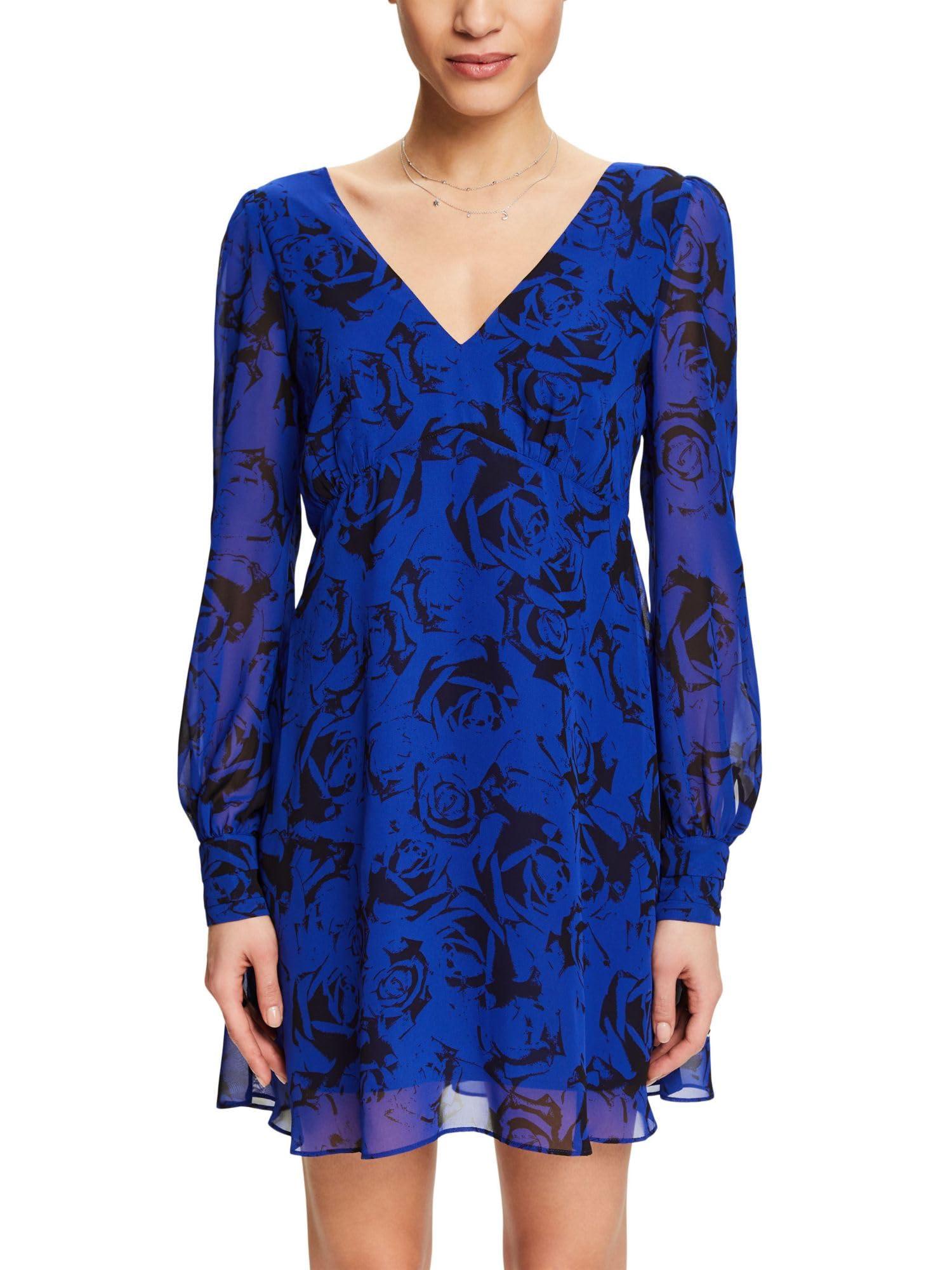 esprit plissee kleid blau