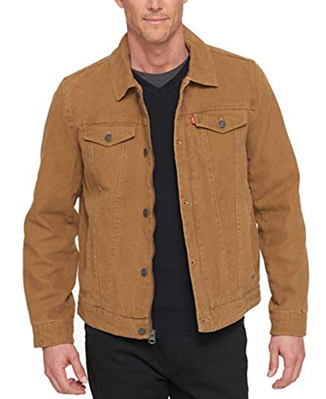 Levi's Cotton Canvas Laydown Trucker Jacket in Brown for Men - Lyst