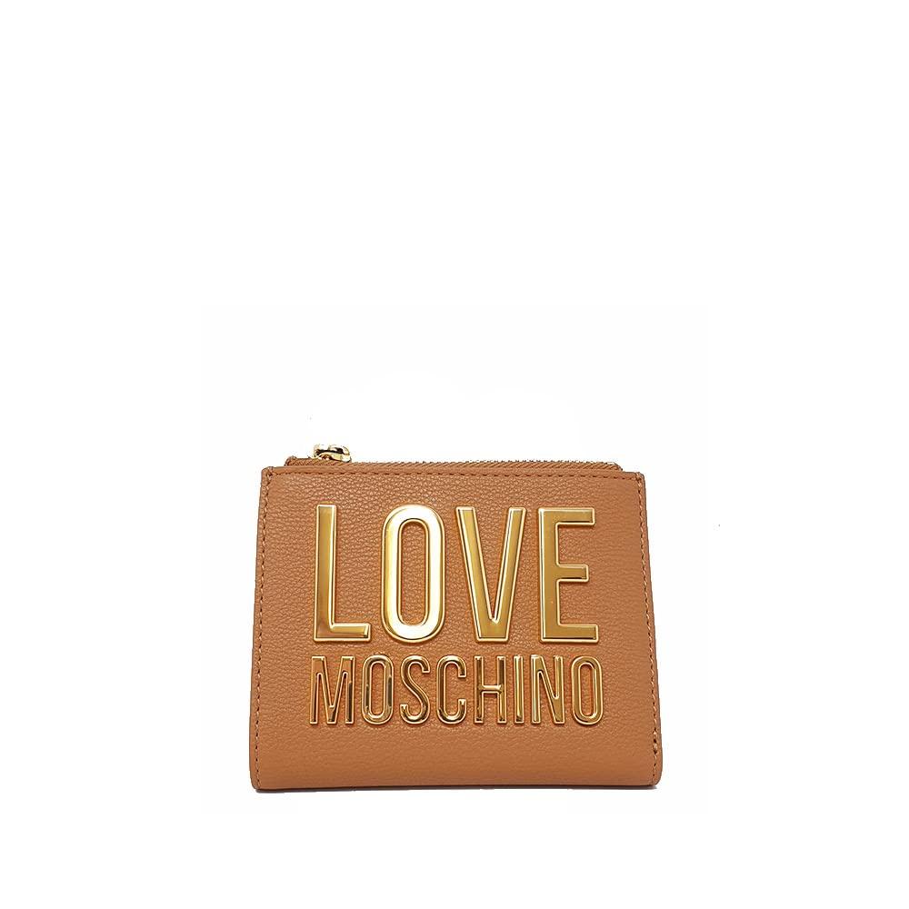 Love Moschino Gold Metal Wallet Camel Logo Beige Wallet Camel 12x10x2cm in  Brown | Lyst UK