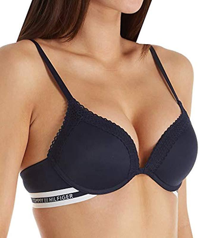 Tommy Hilfiger Synthetic Basic Comfort Push Up Underwire Bra in Blue | Lyst