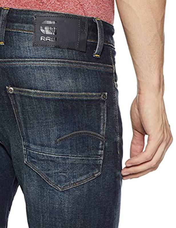 G-Star Mens Revend Straight Jeans Delm Stretch Denim DK Aged