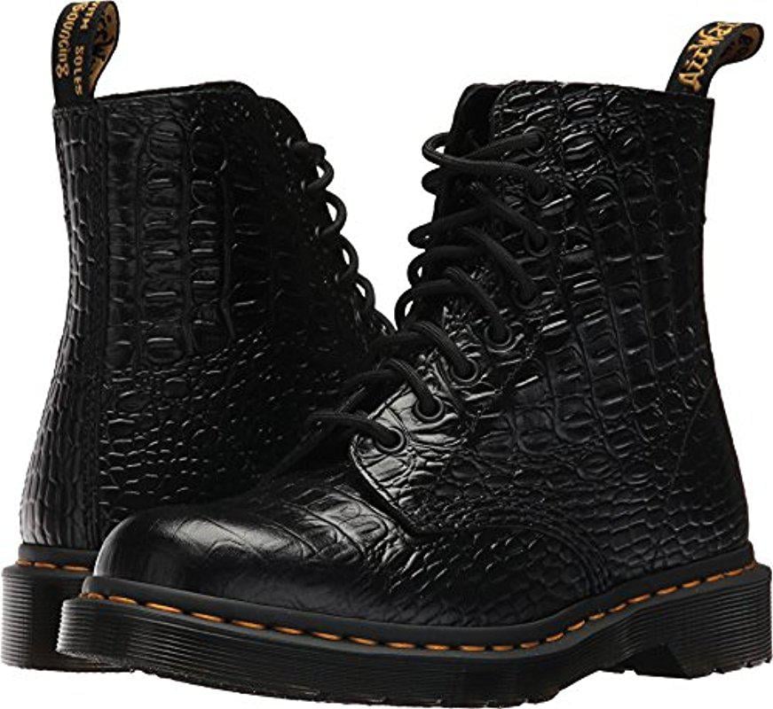 Dr. Martens Leather Pascal Croc Ankle Boot in Black - Lyst