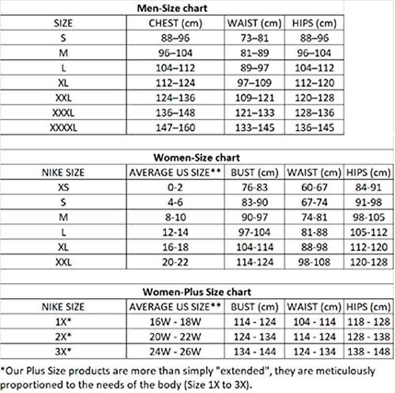 Nike Size Chart Mens Tops