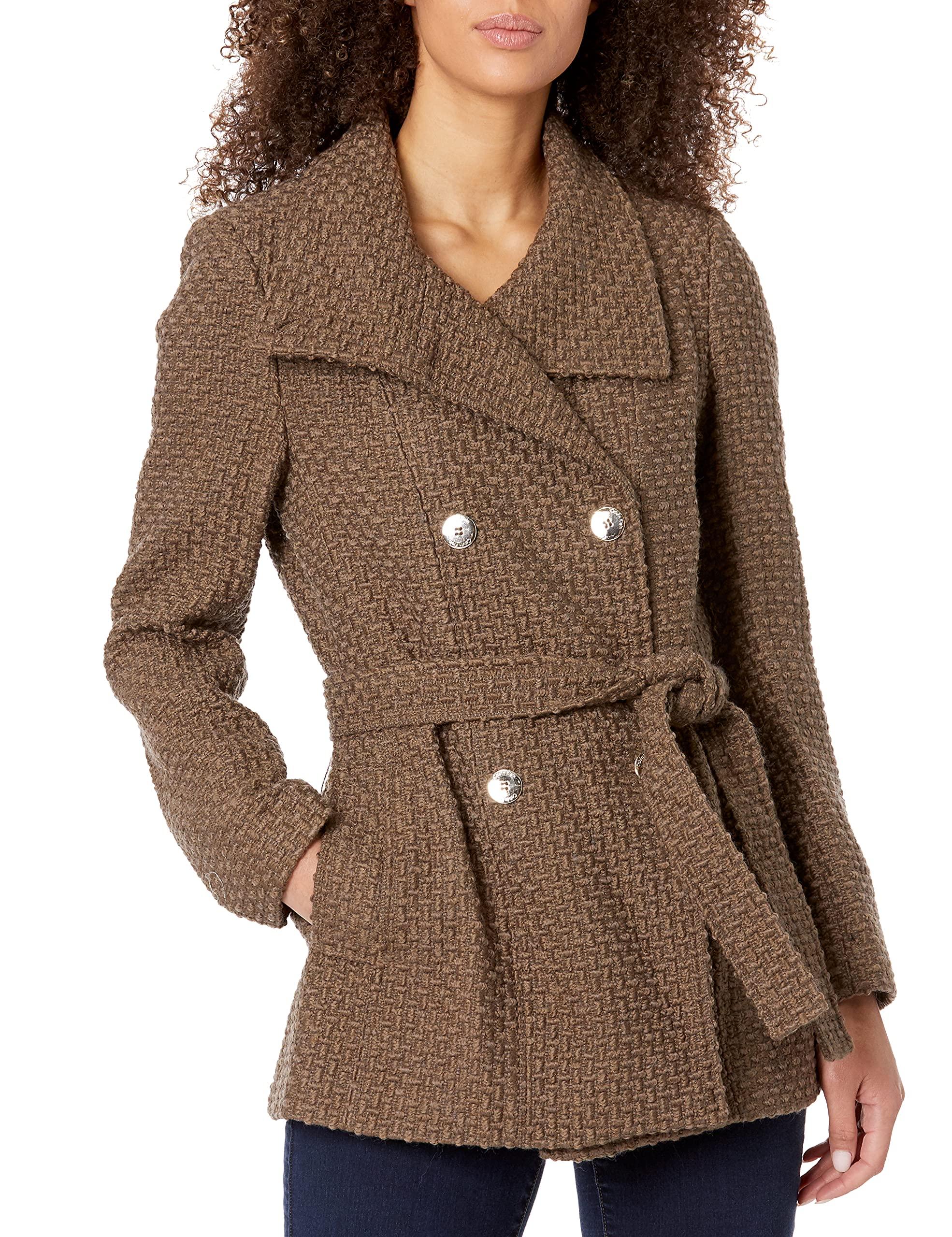 Calvin Klein Double Breasted Wool Coat With Belt | Lyst