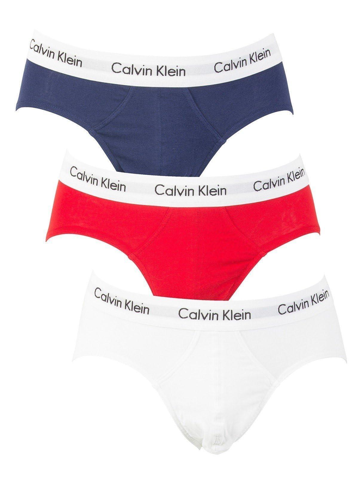 Calvin Klein 3p Hip Brief White red Ginger pyro Blue Xs for Men Lyst UK