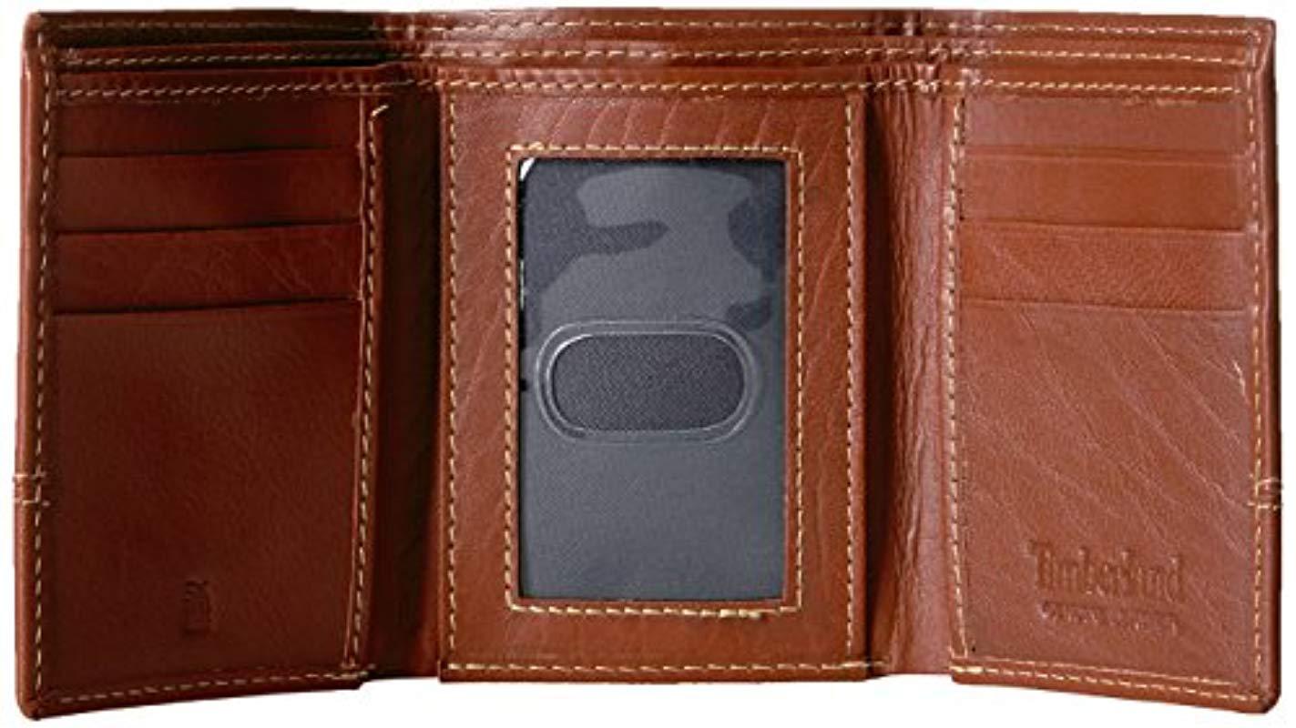 Timberland Leather Rfid Blocking Trifold Security Wallet in Brown for
