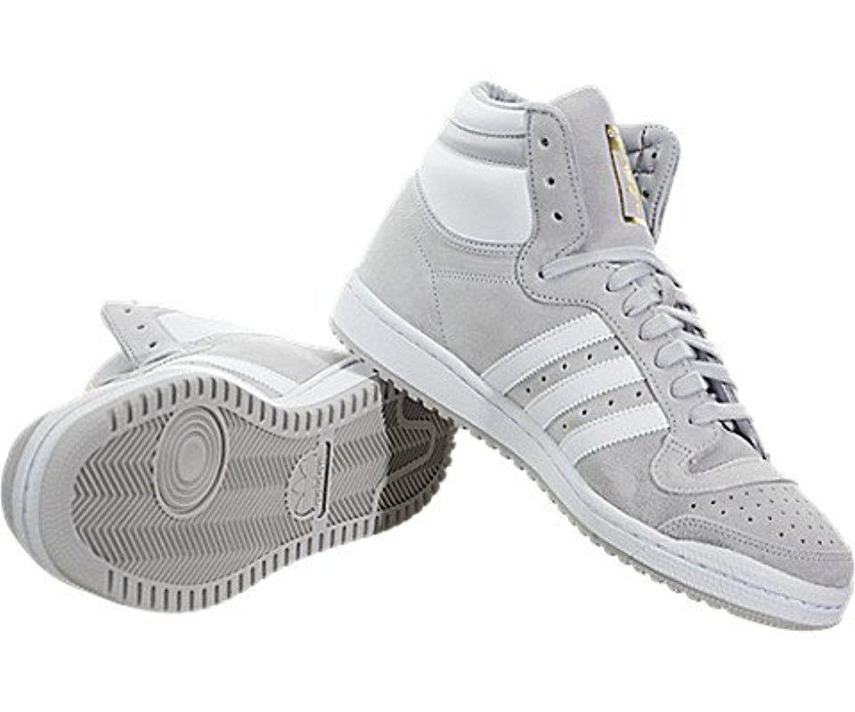 adidas Originals Leather Top Ten Hi Basketball Shoe in Gray for Men - Lyst