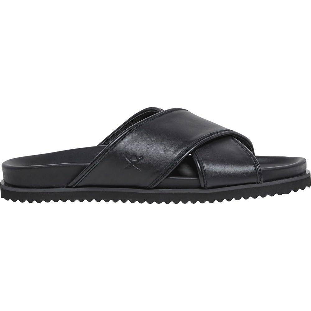 Hackett Hackett Leather Mikonos Crossover Sandals Colour Black