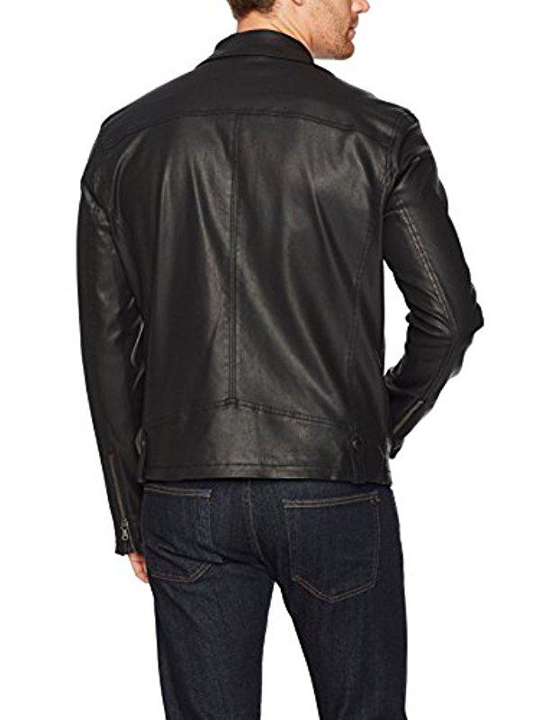 John Varvatos Coated Moto Jacket With Asymmetrical Zip Closure In John Varvatos Coated Moto Jacket With