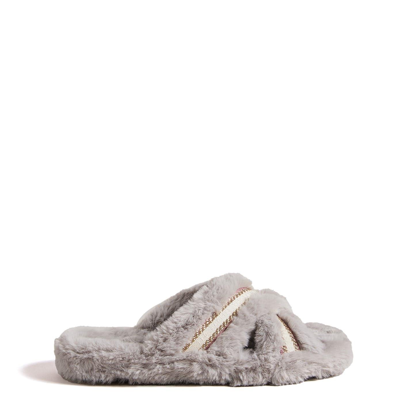Grey Slippers Ted Baker Faux Fur Cross Over Slippers 