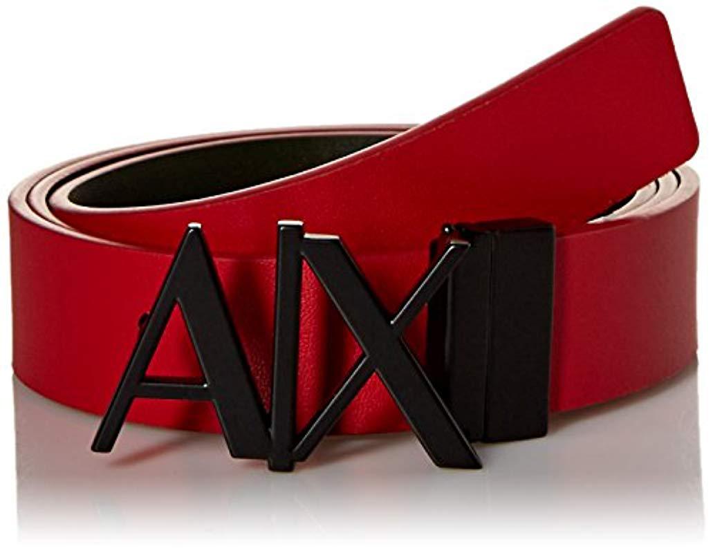 Armani Exchange Rmni Exchnge X Logo Buckle Hinge Belt in Red for Men - Lyst