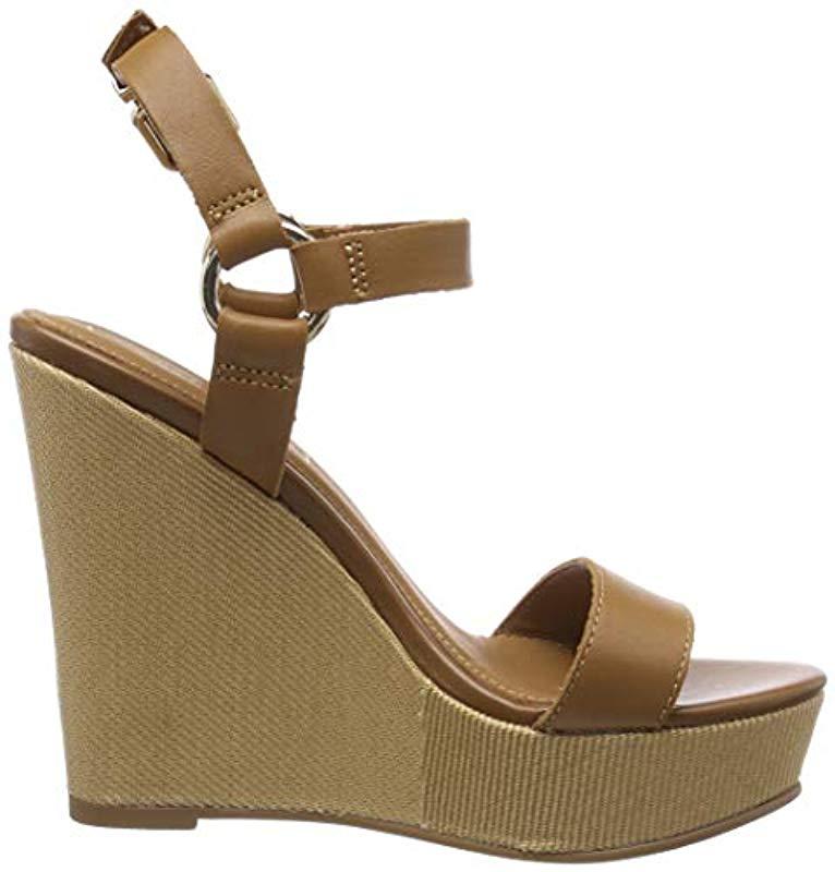 Tommy Hilfiger Damen Elevated Leather Wedge Sandal Plateausandalen in Braun  - Lyst