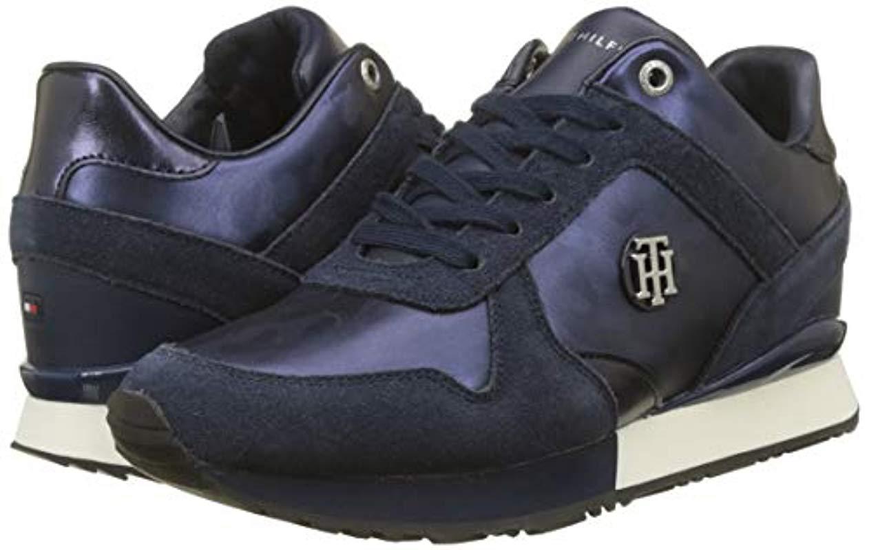 tommy hilfiger camo metallic wedge sneaker