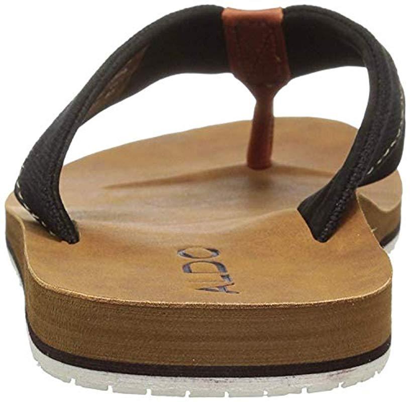 aldo black leather flip flops