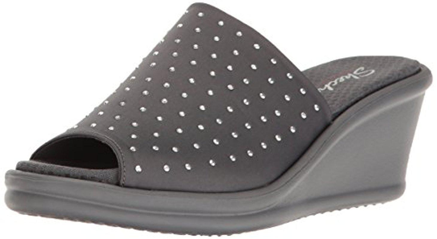 Skechers Cali Rumblers Silky Smooth Wedge Sandal in Gray Lyst