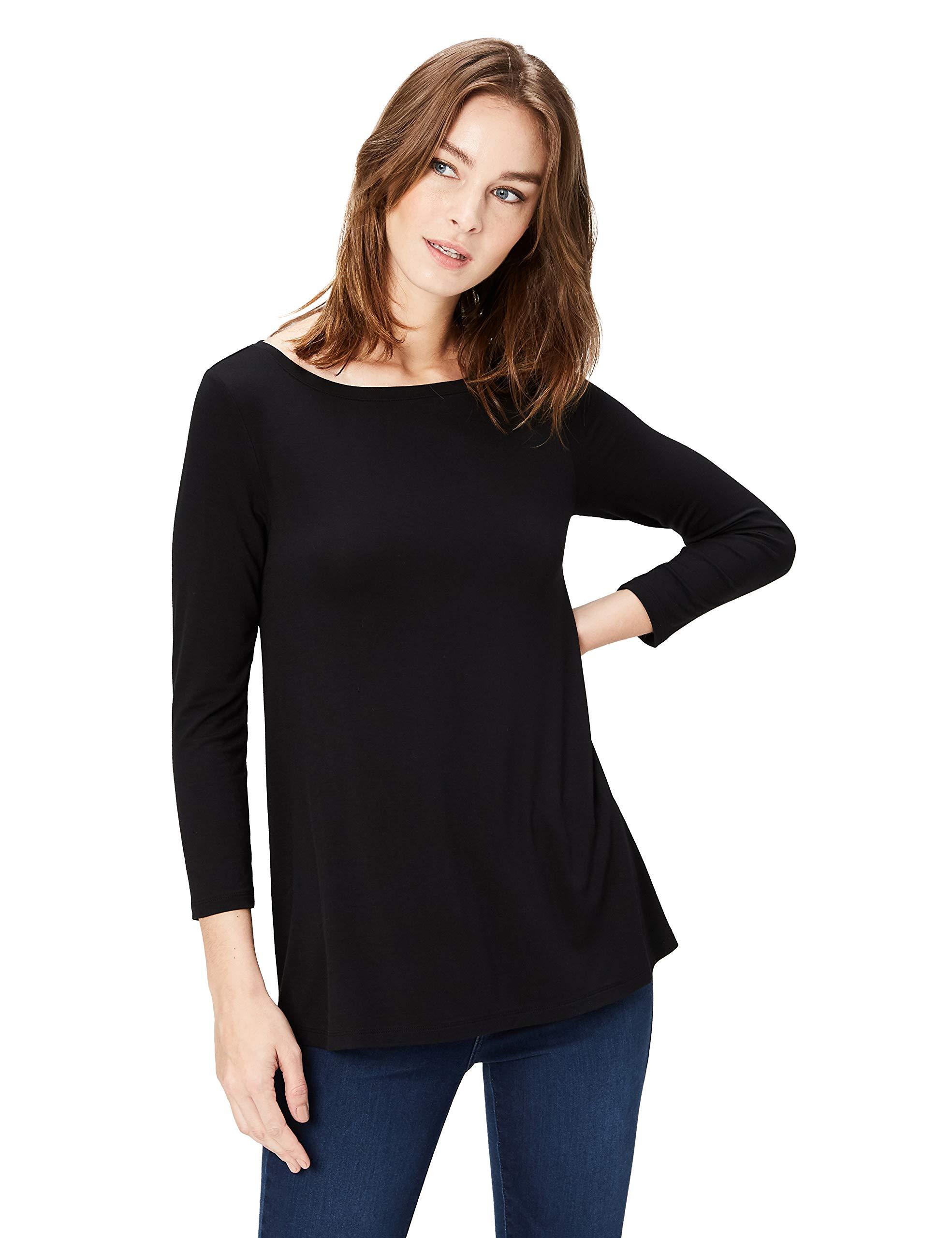 Amazon Essentials Daily Ritual Jersey Standard-fit 3/4 Sleeve Bateau Neck  Swing T-shirt in Black | Lyst