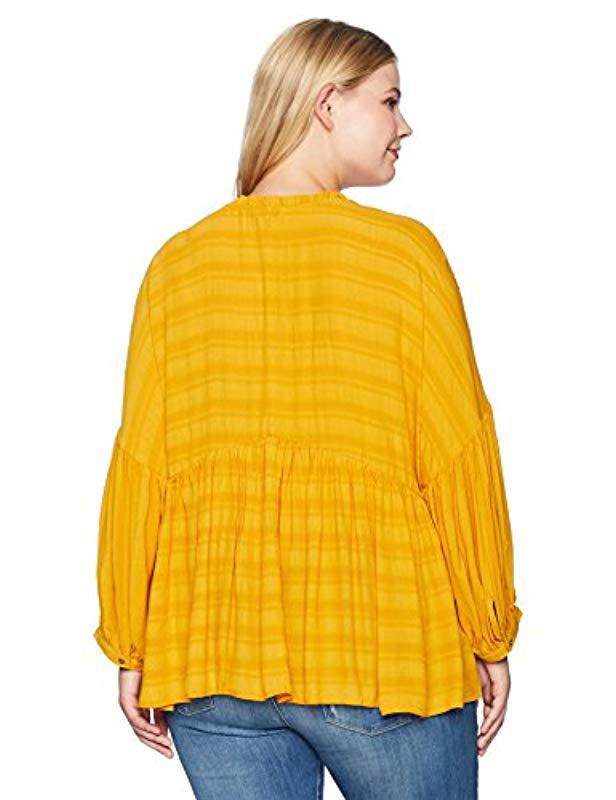 Lucky Brand Womens Plus Size Romantic Peasant Ruffle Top