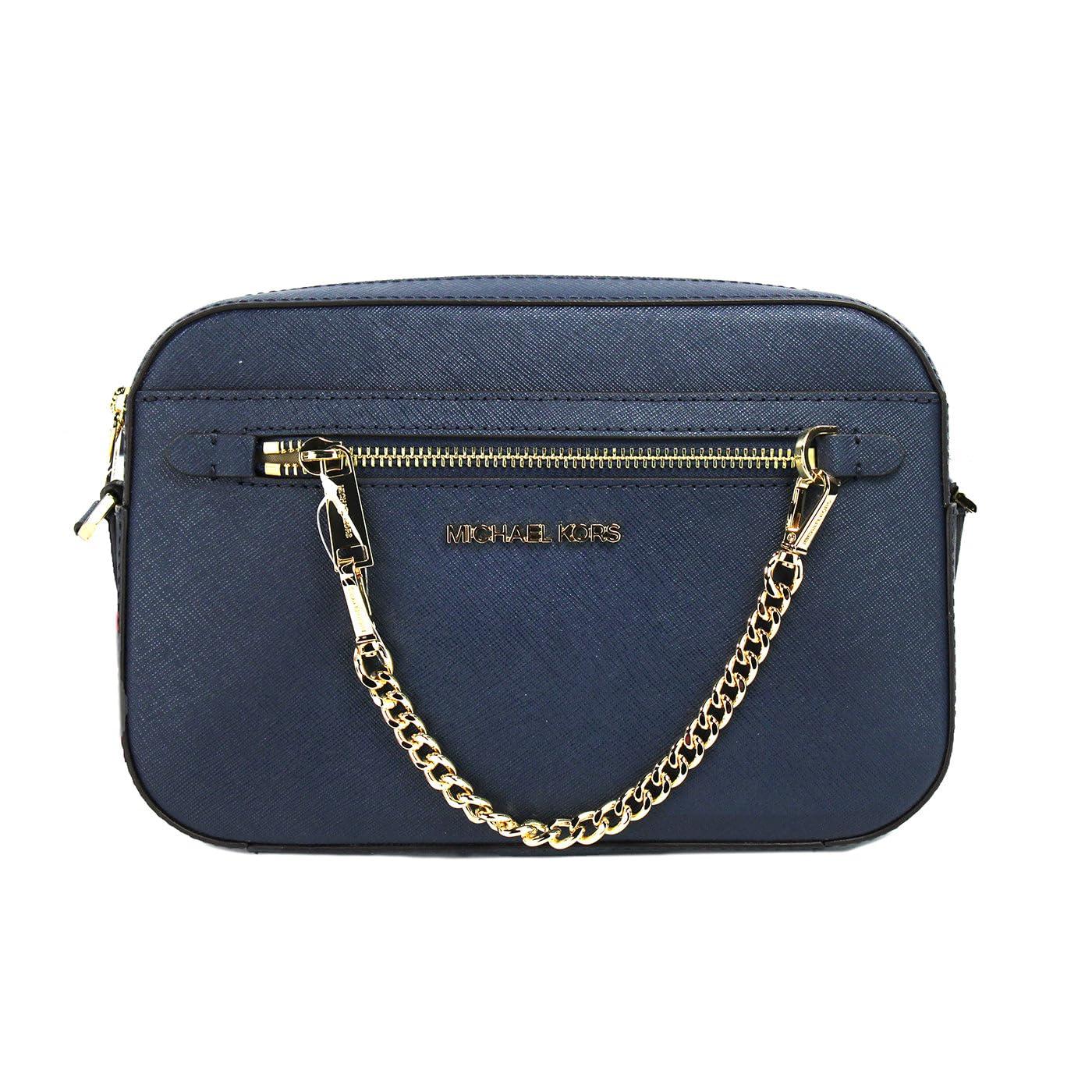 Michael Kors Jet Set Large East West Navy Leather Zip Chain