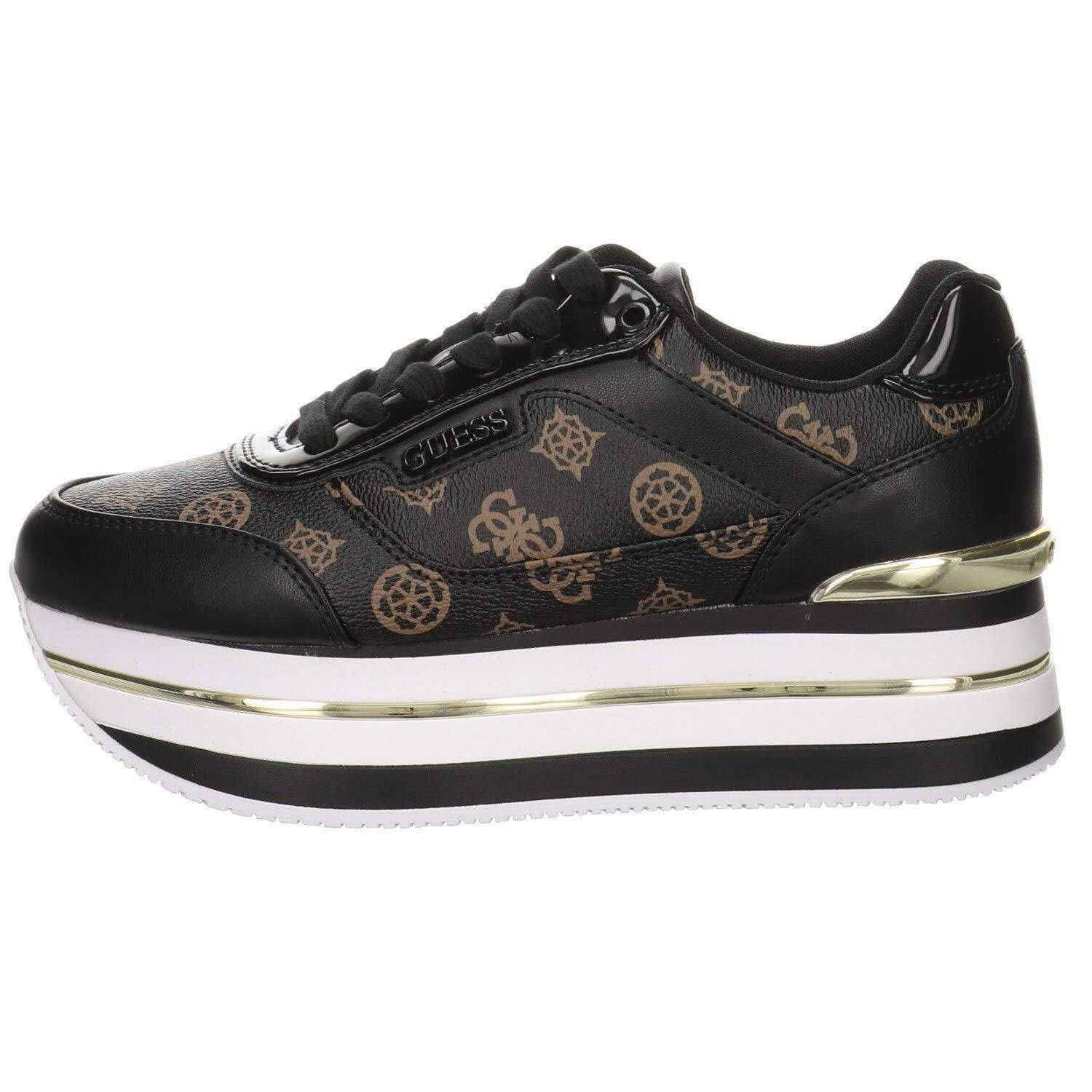 FL5HNSFAL12 Platform Zeppa Sneakers Scarpe Pelle logata Donna di Guess in  Nero | Lyst