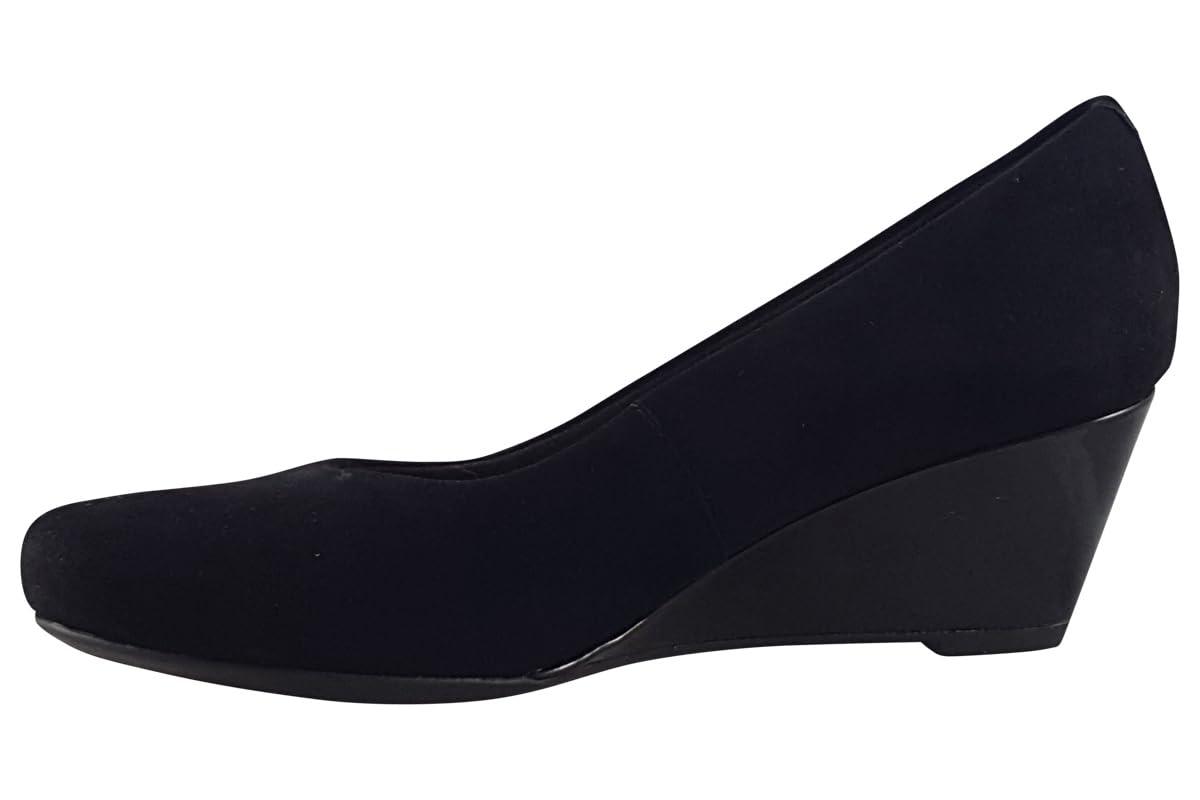 Clarks Flores Tulip D Fit Black Suede Wedge Shoes in Blue Lyst UK