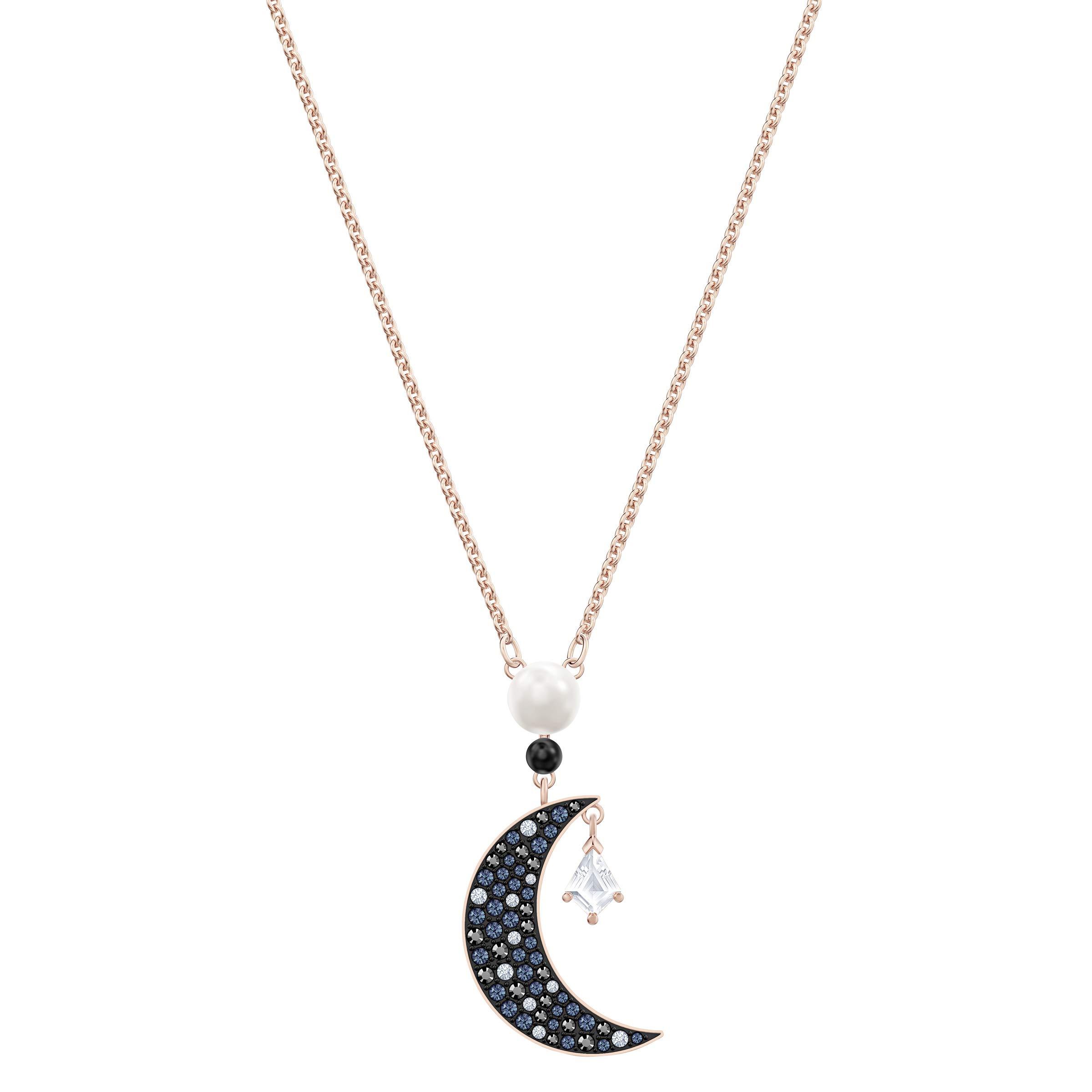 Swarovski Symbolic Moon Necklace With A Black Crystal Pavé Moon 