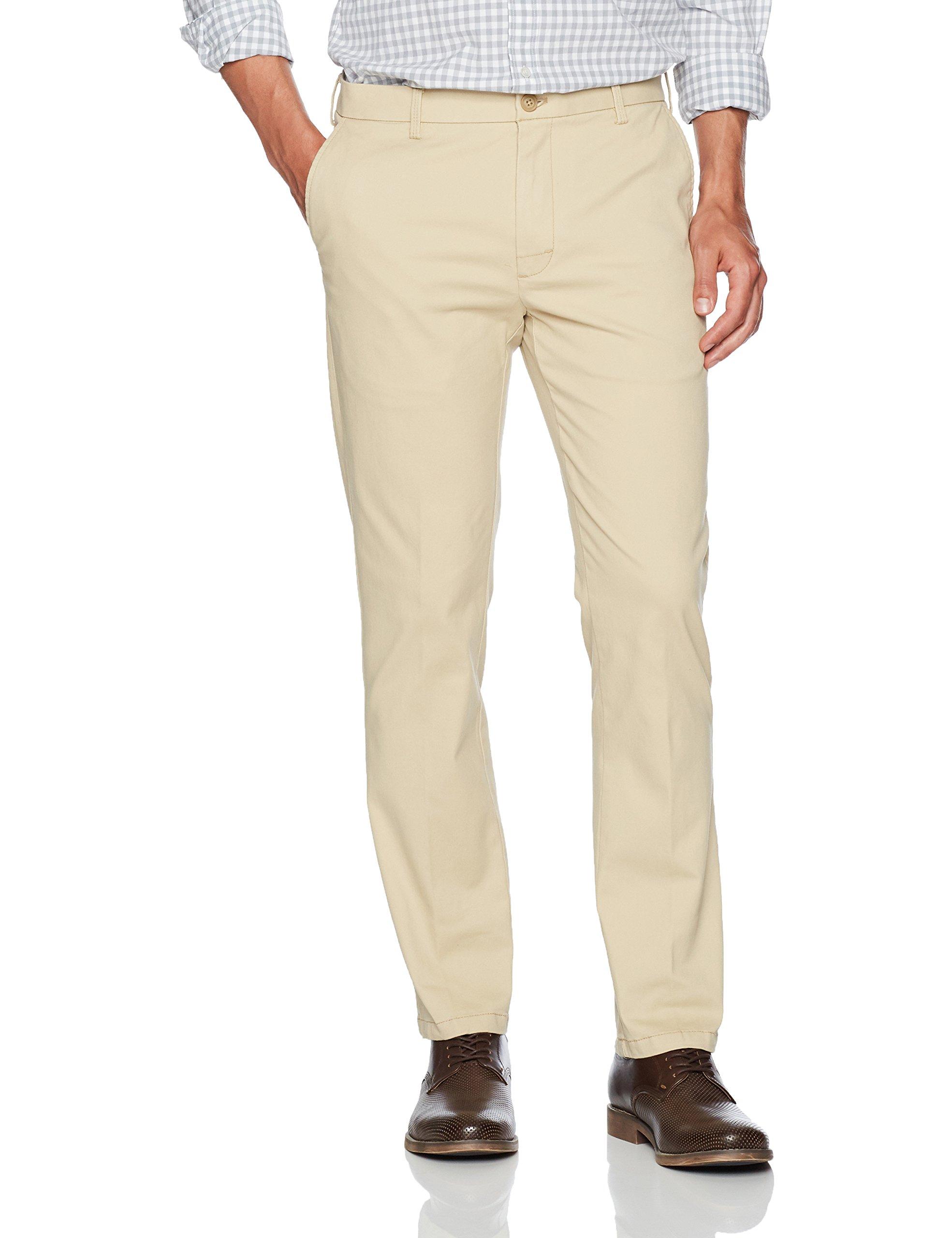 Izod Saltwater Stretch Flat Front Slim Fit Chino Pant in Pale Khaki ...