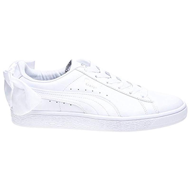 PUMA Leather Basket Bow Trainers White 