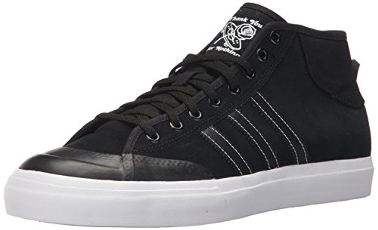 adidas Rubber Matchcourt Mid Skate Shoe in Black/Black/White (Black