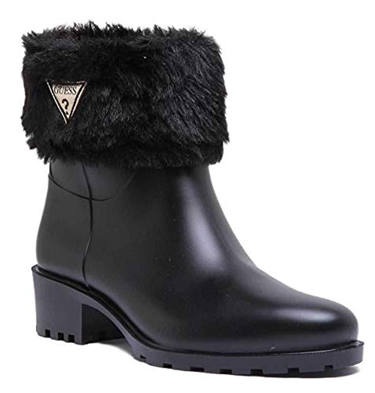Guess Flvnt3rub09 S Black Rubber Boots - Lyst