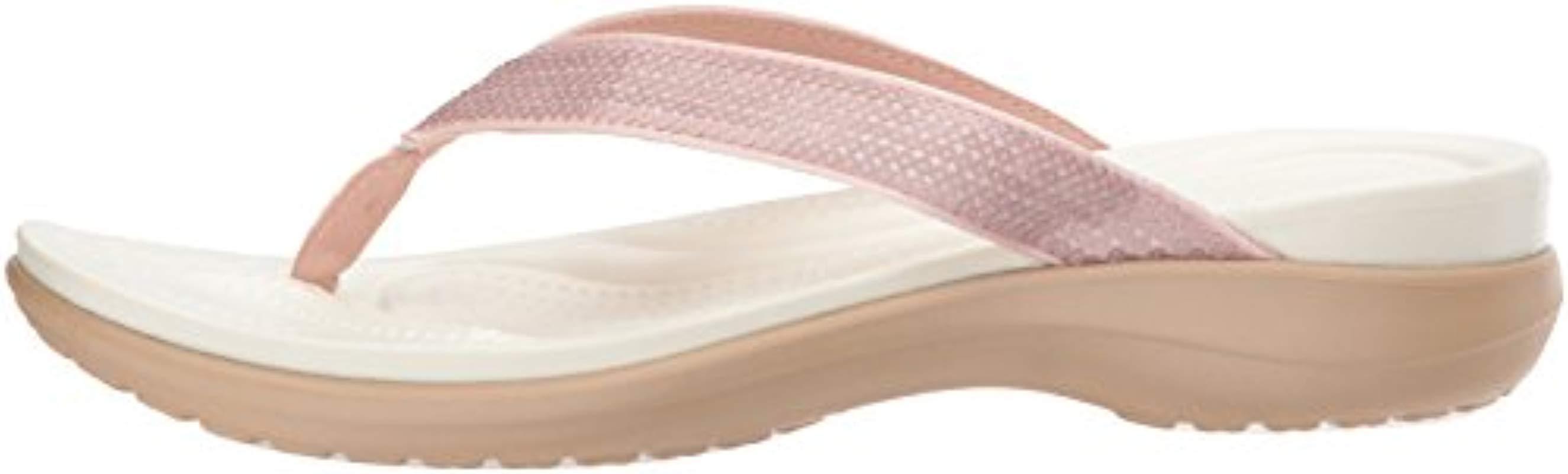 Crocs™ Capri V Sequin Flip Flops | Sandals in Pink | Lyst