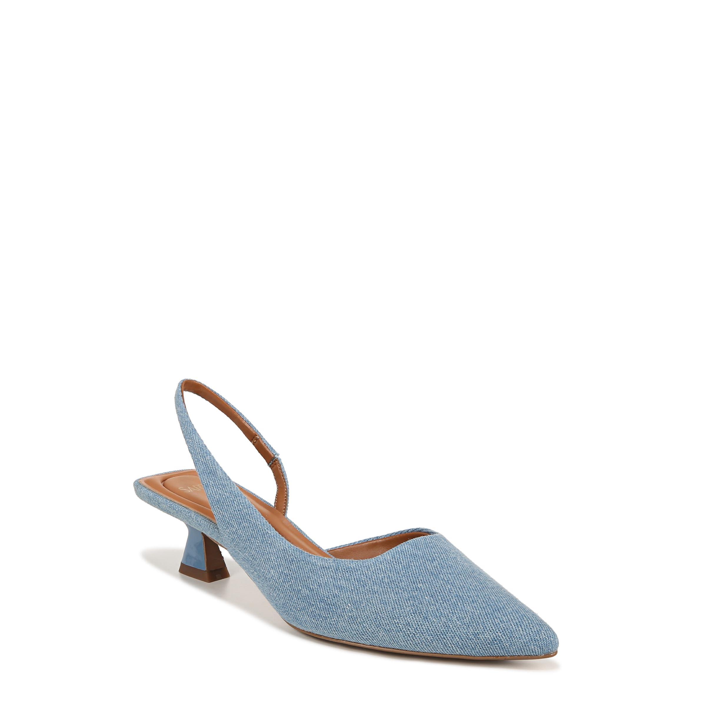 Franco Sarto Devin Pointed Toe Kitten Heel Slingback Pump in Blue | Lyst