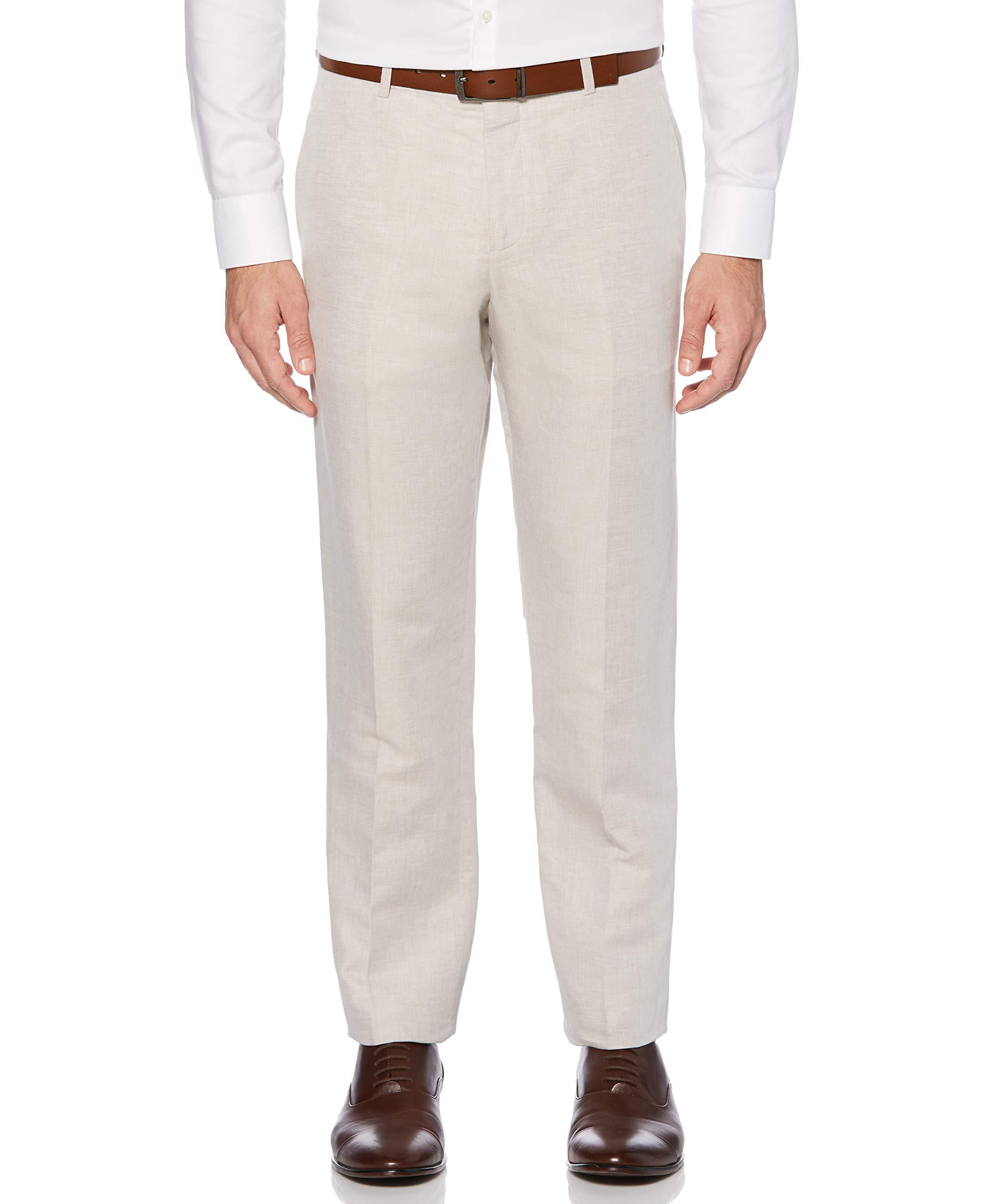Perry Ellis Linen Portfolio Modern Fit Blend Pants in Natural for Men ...